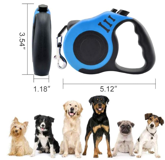 Retractable Dog Leash for Medium - Small Dogs and Cats 16.5FT Tangle Free, Heavy Duty Walking Leash with Anti Slip Handle, Pause and Lock Strong Nylon Tape, Store Dog Leash Retractable