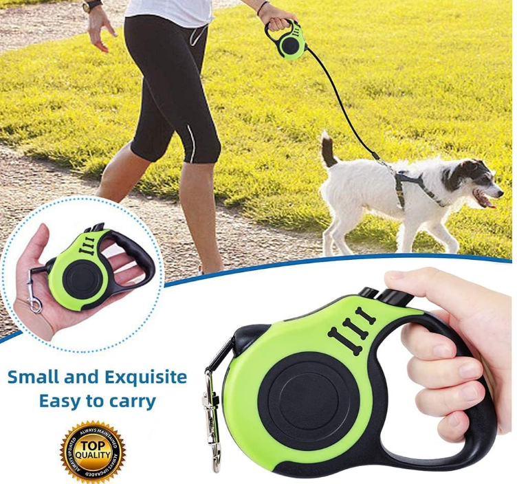 Retractable Dog Leash for Medium - Small Dogs and Cats 16.5FT Tangle Free, Heavy Duty Walking Leash with Anti Slip Handle, Pause and Lock Strong Nylon Tape, Store Dog Leash Retractable