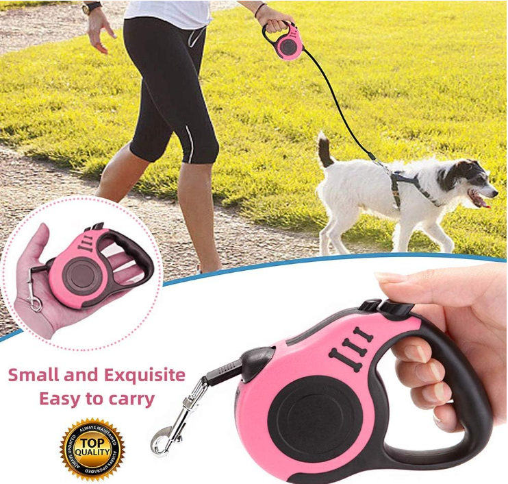 Retractable Dog Leash for Medium - Small Dogs and Cats 16.5FT Tangle Free, Heavy Duty Walking Leash with Anti Slip Handle, Pause and Lock Strong Nylon Tape, Store Dog Leash Retractable