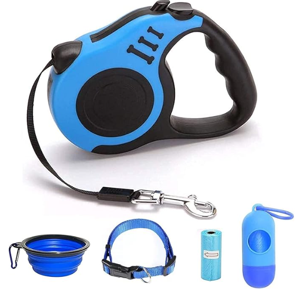 Retractable Dog Leash for Medium - Small Dogs and Cats 16.5FT Tangle Free, Heavy Duty Walking Leash with Anti Slip Handle, Pause and Lock Strong Nylon Tape, Store Dog Leash Retractable