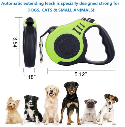 Retractable Dog Leash for Medium - Small Dogs and Cats 16.5FT Tangle Free, Heavy Duty Walking Leash with Anti Slip Handle, Pause and Lock Strong Nylon Tape, Store Dog Leash Retractable