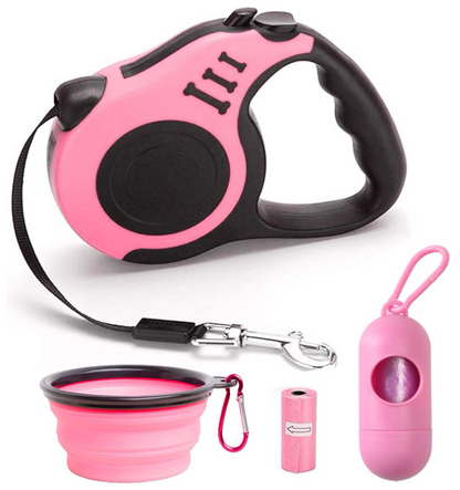 Retractable Dog Leash for Medium - Small Dogs and Cats 16.5FT Tangle Free, Heavy Duty Walking Leash with Anti Slip Handle, Pause and Lock Strong Nylon Tape, Store Dog Leash Retractable